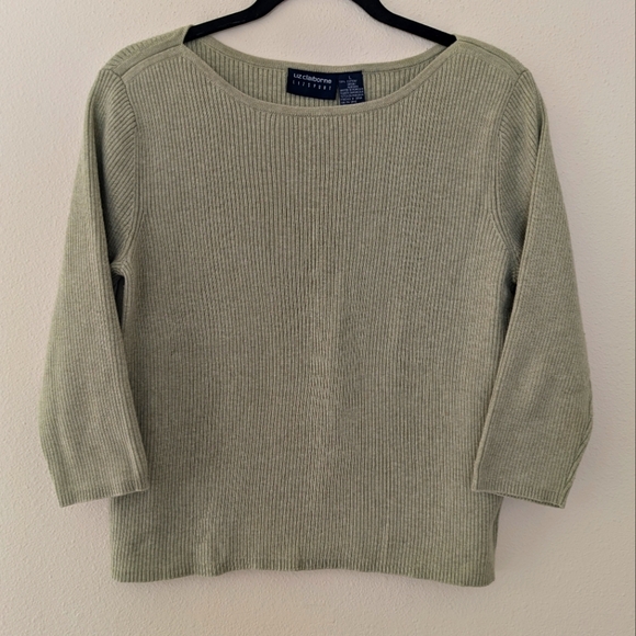 Liz Claiborne Tops - Vintage Liz Claiborne/Liz Sport Pale Green Ribbed Cotton Top sz L 90s Mom Retro